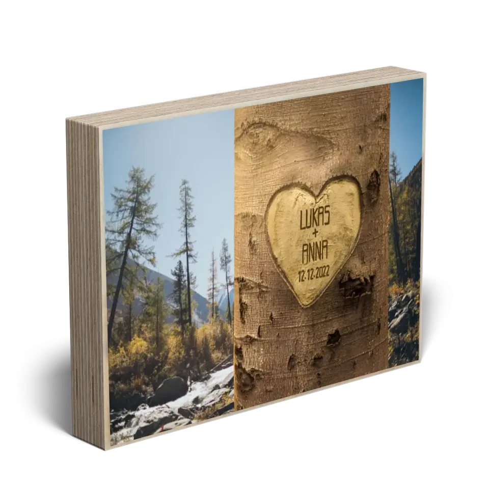 Holzbild "Baumherz" - Personalisiertes Foto auf Holz