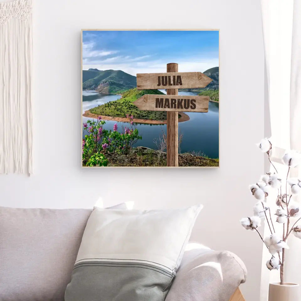Wandbild aus Holz "Wegweiser" - Personalisiert