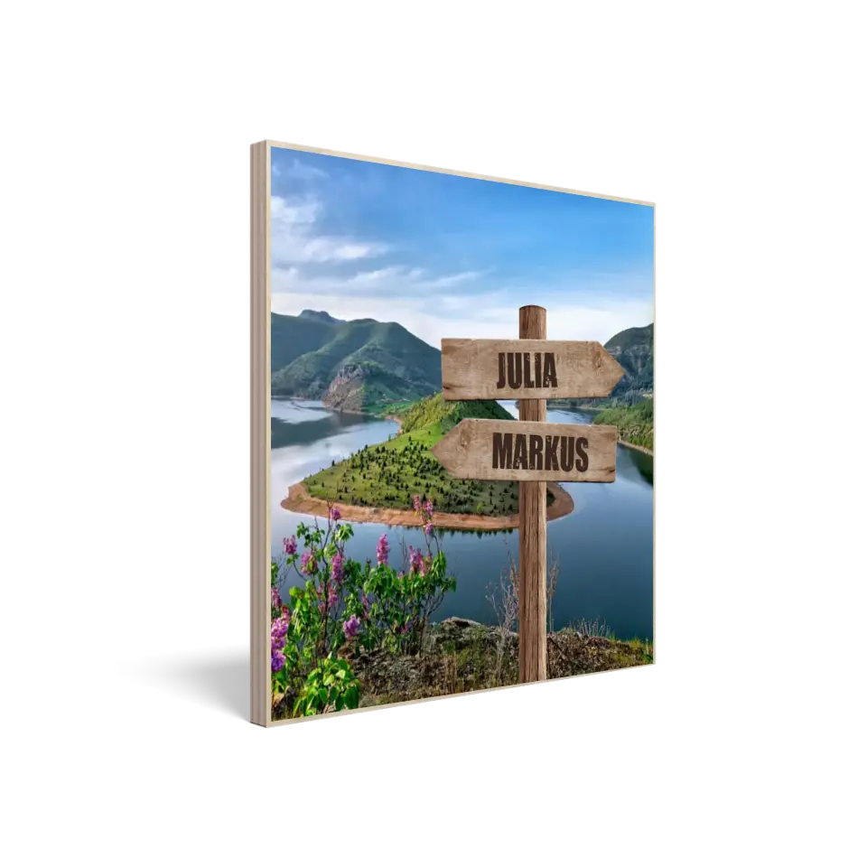 Wandbild aus Holz "Wegweiser" - Personalisiert