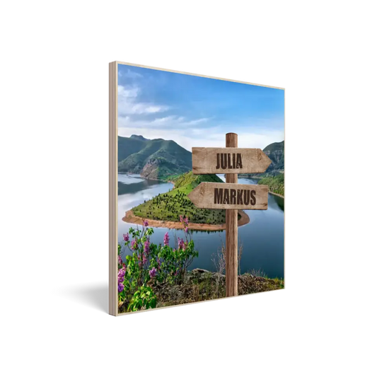 Wandbild aus Holz "Wegweiser" - Personalisiert