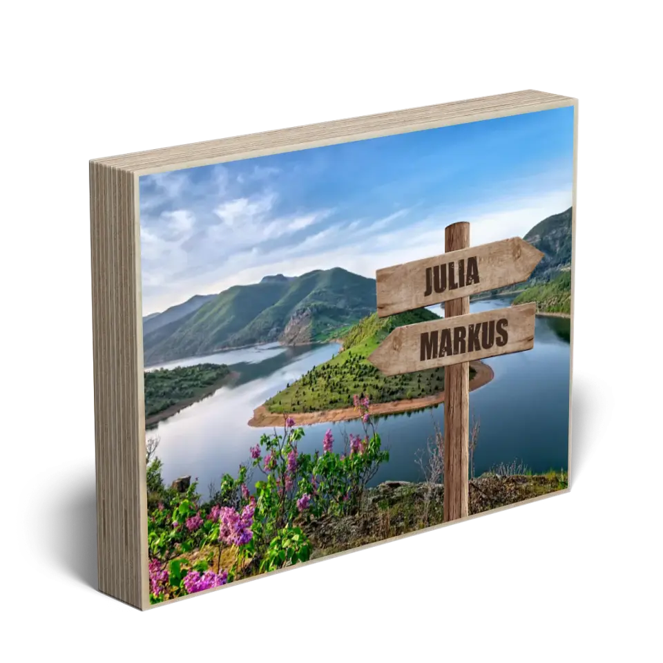 Holzbild "Wegweiser" - Personalisiertes Foto auf Holz