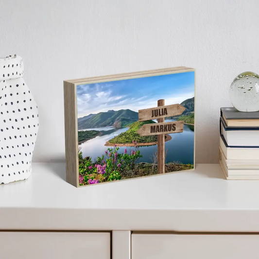 Holzbild "Wegweiser" - Personalisiertes Foto auf Holz