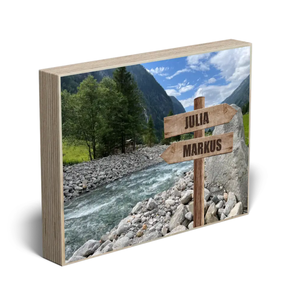 Holzbild "Zillertal" - Personalisiertes Foto auf Holz