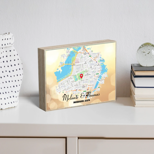 Holzbild "Urlaubsort" - Personalisiertes Geschenk