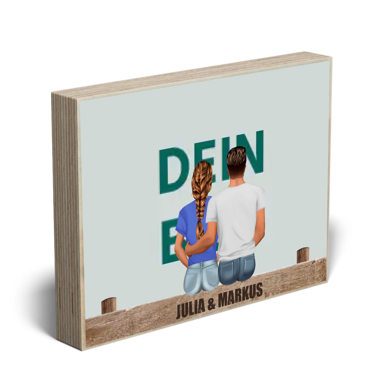 Personalisiertes Holzbild "Paar mit eigenem Bild"