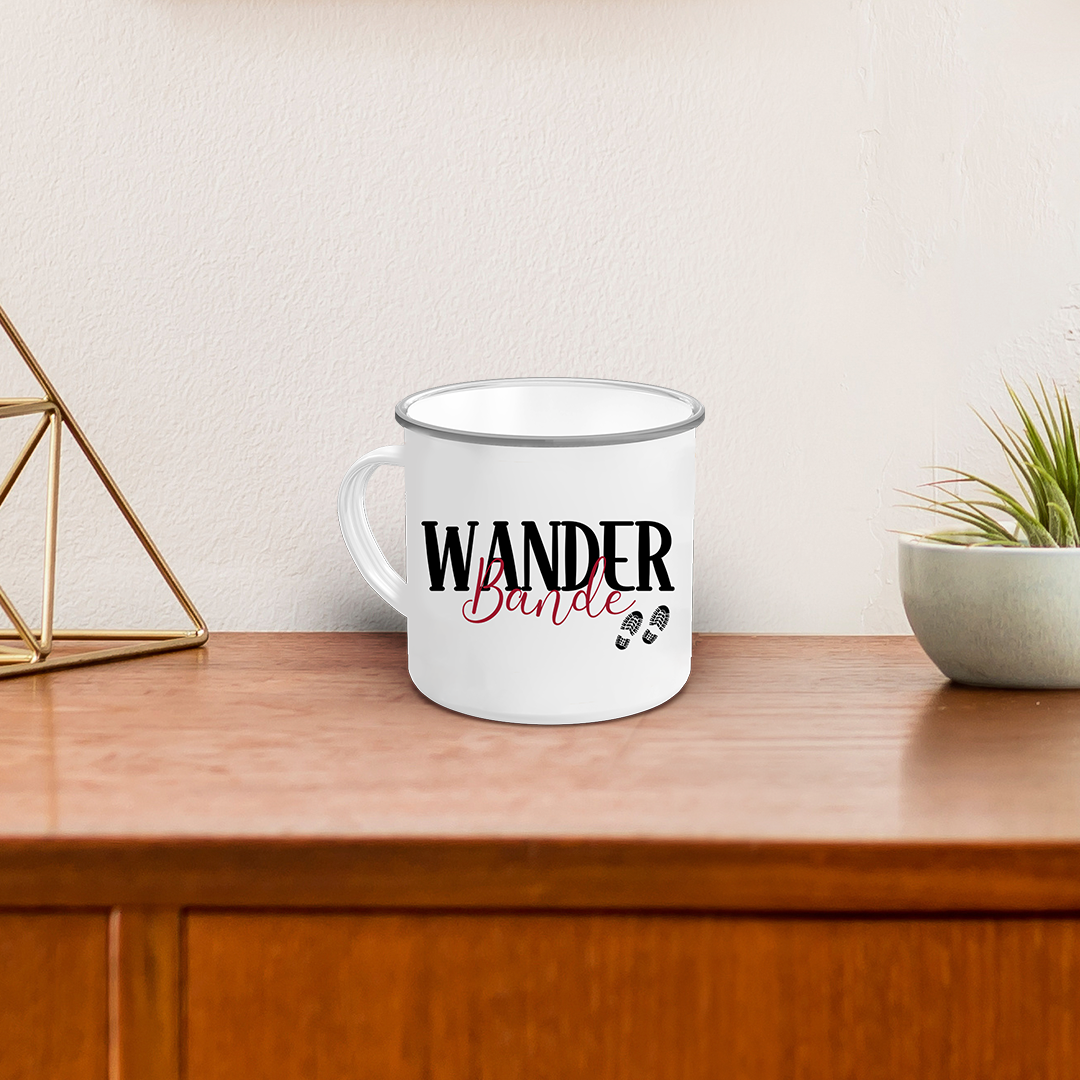 Emaille-Tasse-Wanderbande-Hintergrund