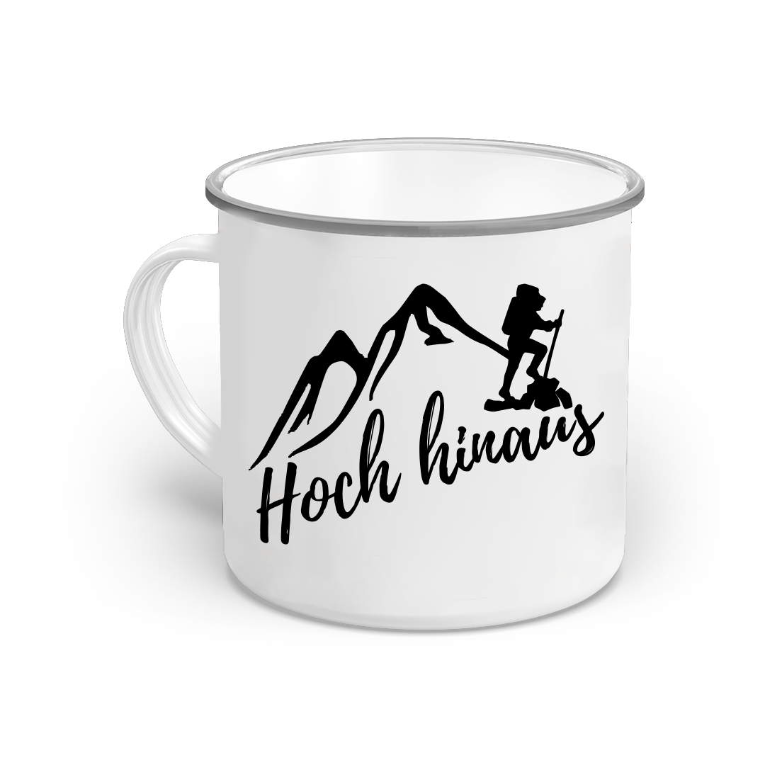 Emaille-Tasse-hoch hinaus