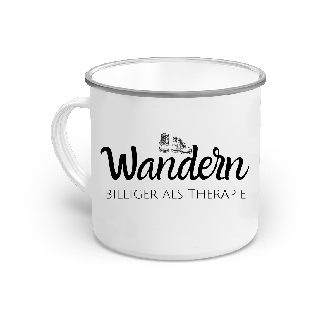 Emaille-Tasse-Wandern Billiger als Therapie