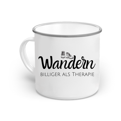 Emaille-Tasse-Wandern Billiger als Therapie