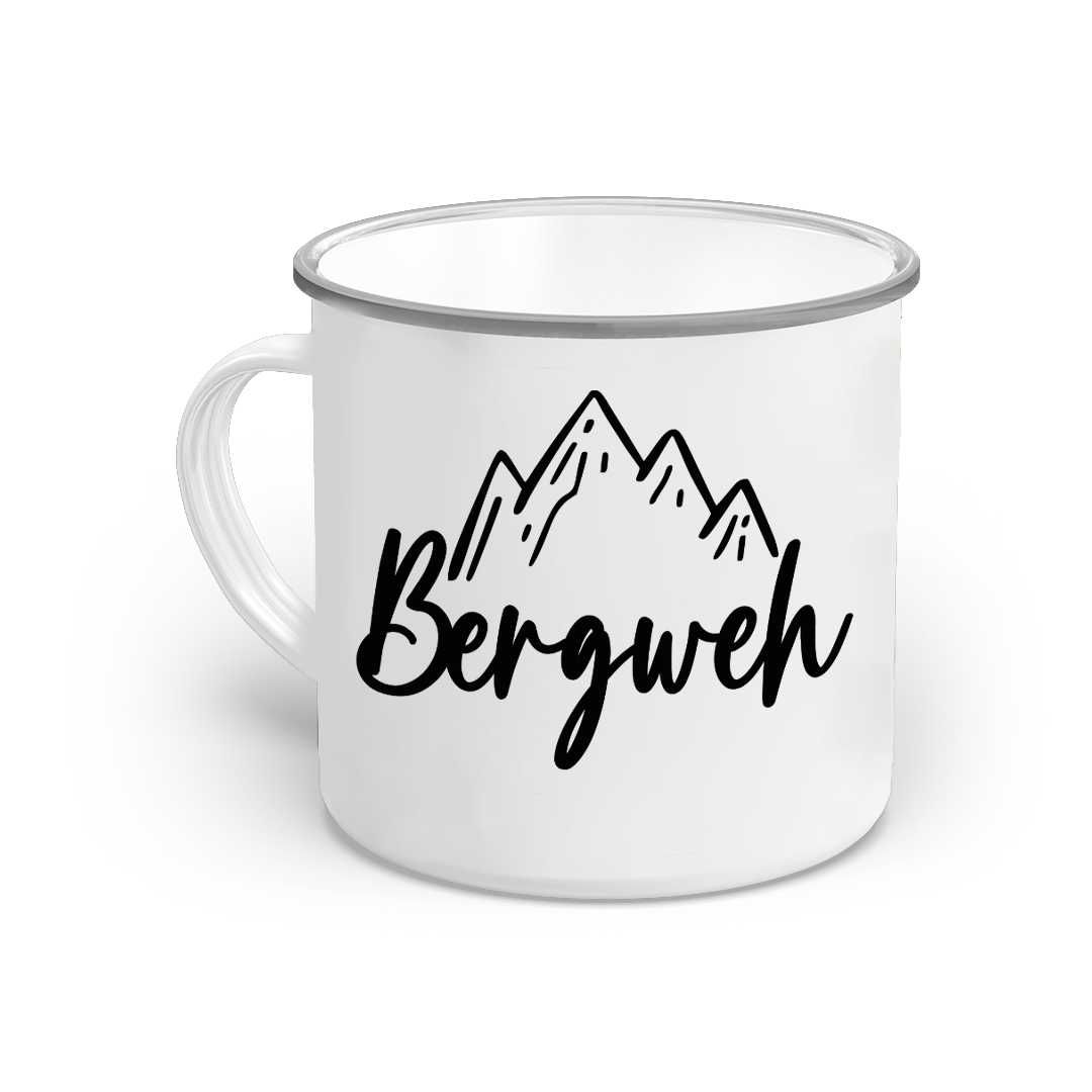 Emaille-Tasse "Bergweh"